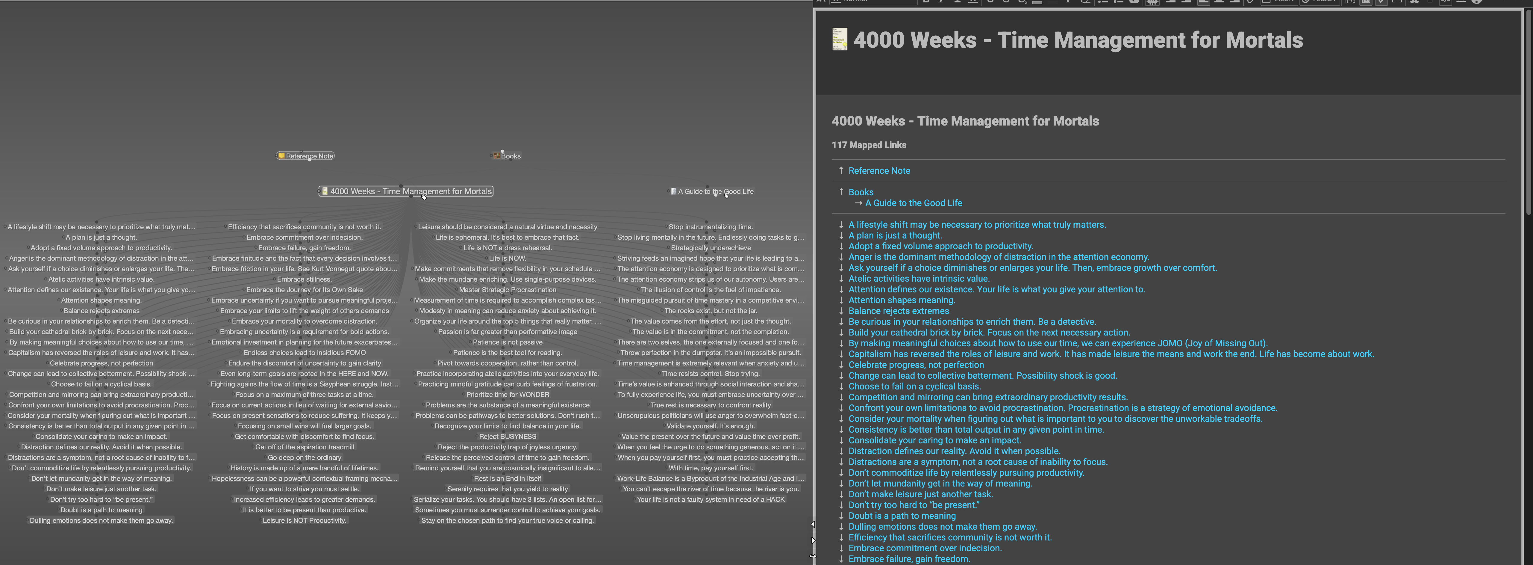 4000 Weeks Literature Notes in TheBrain